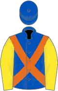 Royal Blue, Orange cross belts, Yellow sleeves