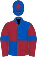 Maroon and royal blue (quartered), maroon sleeves, royal blue armlets, royal blue cap, maroon star