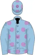 Light blue, mauve spots on body and cap