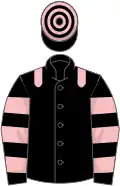 Black, pink epaulets, hooped sleeves and cap