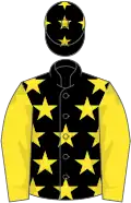 Black, yellow stars, yellow sleeves