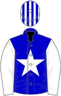Blue, white star and sleeves, striped cap
