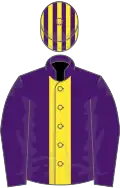 Purple, yellow stripe, striped cap