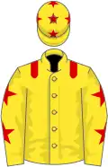 Yellow, red epaulets, red stars on sleeves and cap