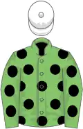 Light green, black spots, white cap