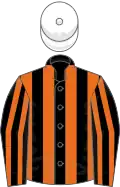 Black and orange stripes, white cap