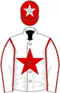 White, red star and seams on sleeves, red cap, white star