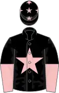 Black, pink star, halved sleeves and stars on cap