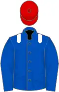 Royal blue, white epaulets, red cap