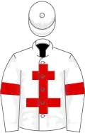 White, red cross of lorraine and armlets