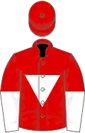 Red, white inverted triangle, halved sleeves