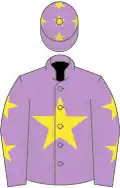 Mauve, Yellow star, Mauve sleeves, Yellow stars and stars on cap