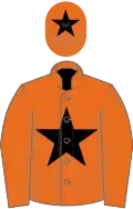 Orange, black star and star on cap