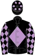 Black, Mauve diamond, diamonds on sleeves and cap