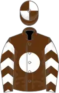 BROWN, white disc and chevrons on sleeves, quartered cap
