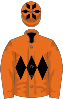 Orange, black triple diamond and diamonds on cap