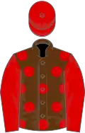 Brown, red spots, sleeves and cap
