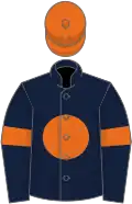 Dark blue, orange disc, armlets and cap