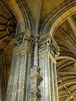The mixture of Gothic and classical columns at Saint-Eustache