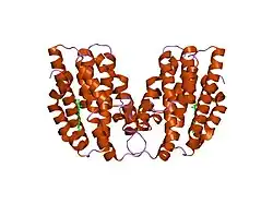 1twn: Crystal structures of ferrous and ferrous-NO forms of verdoheme in a complex with human heme oxygenase-1: catalytic implications for heme cleavage
