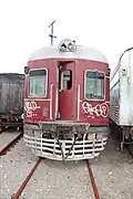 End view of power car PF 910 in storage at Broadmeadow Locomotive Depot