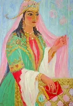 Painting of Nodira by Shamsroi Khasanova, dated 1945