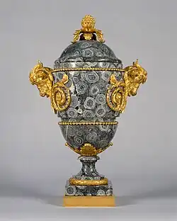 Vase with gilt bronze ornaments; c. 1780; 61 cm × 40.6 cm (24.0 in × 16.0 in); Metropolitan Museum of Art