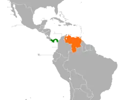 Map indicating locations of Panama and Venezuela