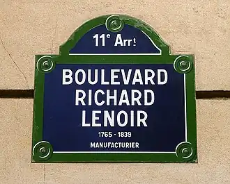 Boulevard Richard-Lenoir plaque