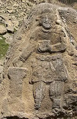 Rock relief of Parthian king at Behistun, most likely Vologases III (r. c. 110–147 AD)