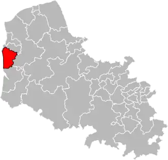 Location of Outreau within the department