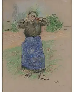 Paysanne Nouant son Foulard, 1882, pastel on paper