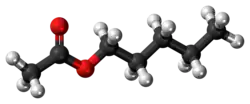 Ball-and-stick model of the amyl acetate molecule