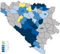 Percentage of Croats per districts, 1953