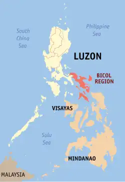 Map of the Philippines highlighting the Bicol Region