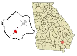 Location in Pierce County and the state of Georgia