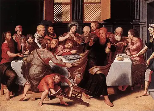 The Last Supper (inscription above the door jamb: 1548), 46.5 × 63 cm, Groeningemuseum, Bruges
