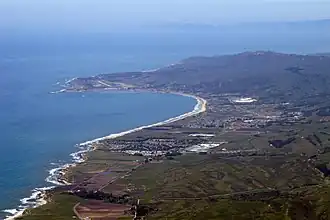 Pillar Point (top) and Half Moon Bay, looking north, 2009