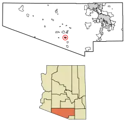 Location of Topawa in Pima County, Arizona.