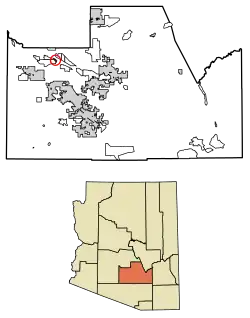 Location of Sweet Water Village in Pinal County, Arizona.