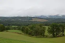 Cloud-covered Addison Ridge and the Piney Creek valley