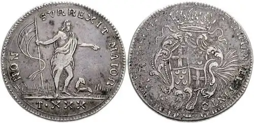 30 tarì coin minted in 1757