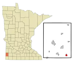 Location of Edgerton, Minnesota