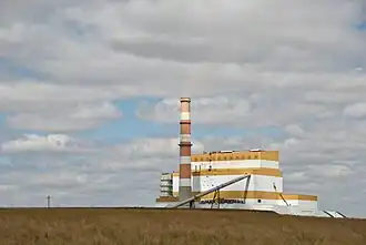 The Poplar River Power Station, Coronach, whose smoketack is the second tallest freestanding structure in Saskatchewan