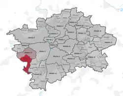 Location of Prague-Řeporyje in Prague