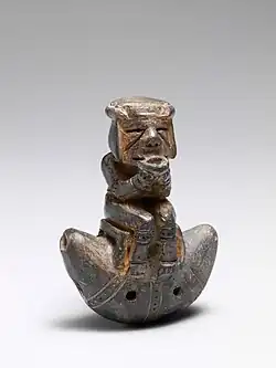 A ceramic pre-Columbian ocarina, c. 1300–1500, Tairona people, Sierra Nevada de Santa Marta, Colombia