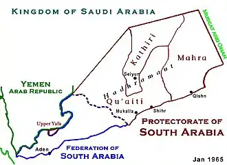 Map of the Protectorate of South Arabia 1965