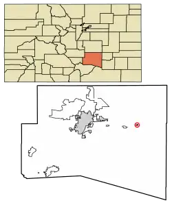 Location of the Town of Boone in Pueblo County, Colorado.