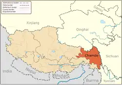 Location of Chamdo Prefecture in the Tibet Autonomous Region