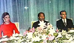 Queen Farah of Persia Egyption President Anwar Sadat Mohammad Reza Shah Pahlavi of Persia 1975